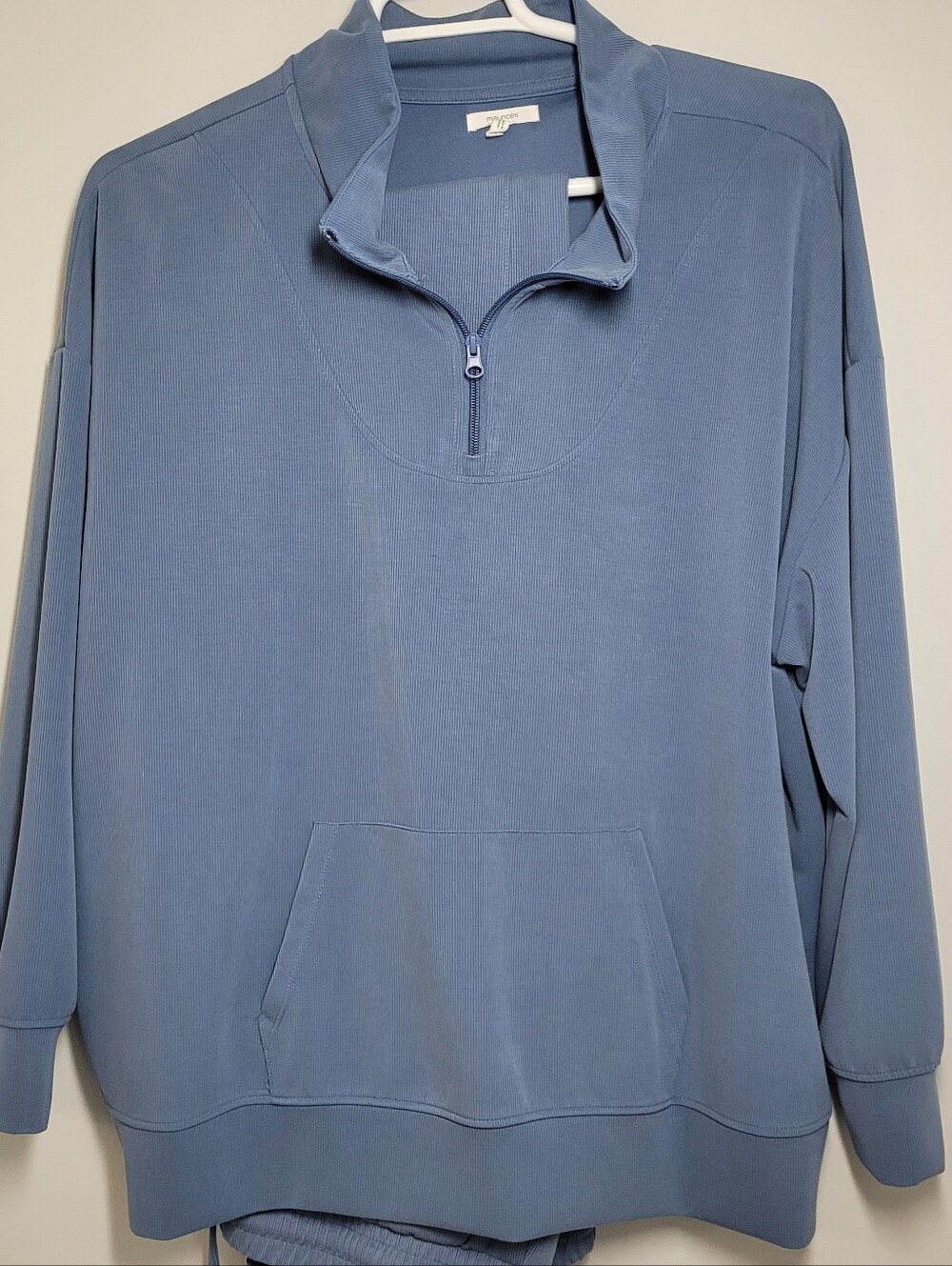 Womens Quarter-Zip Pullover Sweatshirt w/ Pants- Lounge Set Blue 1X 2X Like New